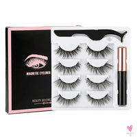 1/3/4Pairs Magnetic Eyelashes/False Lashes - Repeated Use Eyelashes. Waterproof Liquid Eyeliner With Tweezer Sets-false eyelash accessories-SWEET T 52