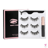 1/3/4Pairs Magnetic Eyelashes/False Lashes - Repeated Use Eyelashes. Waterproof Liquid Eyeliner With Tweezer Sets-false eyelash accessories-SWEET T 52