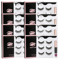 1/3/4Pairs Magnetic Eyelashes/False Lashes - Repeated Use Eyelashes. Waterproof Liquid Eyeliner With Tweezer Sets-false eyelash accessories-SWEET T 52