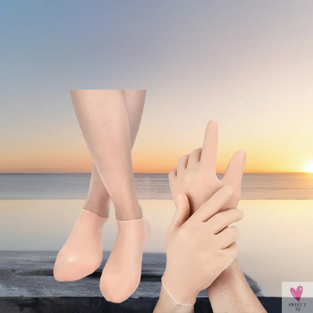 1 Pair Elastic Foot Care Socks/Moisturizing Gloves - Foot Hand Spa, Skin Protection, Anti Cracking/Dryness, Unisex SWEET T 52