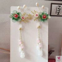 1 Pair Safflower Golden Lock Children's Ancient style headdress, girl's fairy hairpin, Chinese style hair accessories SWEET T 52