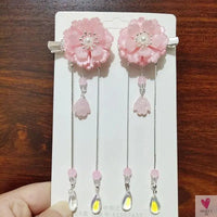 1 Pair Safflower Golden Lock Children's Ancient style headdress, girl's fairy hairpin, Chinese style hair accessories SWEET T 52