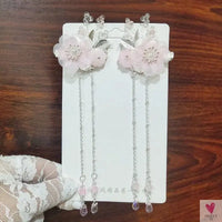 1 Pair Safflower Golden Lock Children's Ancient style headdress, girl's fairy hairpin, Chinese style hair accessories SWEET T 52