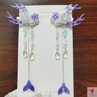 1 Pair Safflower Golden Lock Children's Ancient style headdress, girl's fairy hairpin, Chinese style hair accessories SWEET T 52