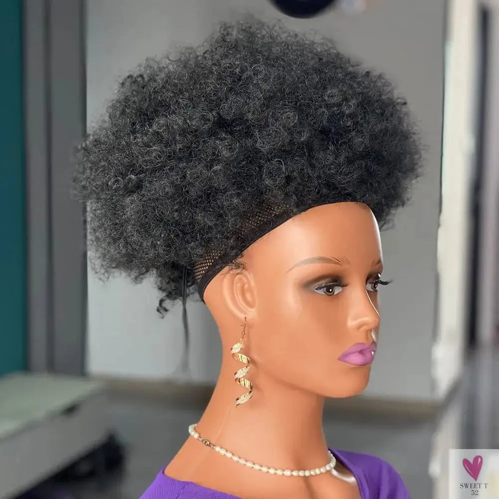 10 Inch Synthetic Big Kinky Curly Puff Drawstring Ponytail Extensions for Women. 4b/4c Kinky Curly Hair Sweet T 52