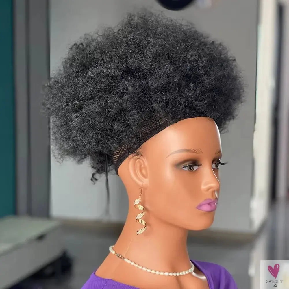 10 Inch Synthetic Big Kinky Curly Puff Drawstring Ponytail Extensions for Women. 4b/4c Kinky Curly Hair Sweet T 52