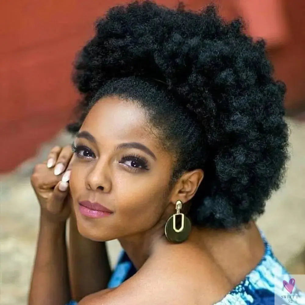 10 Inch Synthetic Big Kinky Curly Puff Drawstring Ponytail Extensions for Women. 4b/4c Kinky Curly Hair Sweet T 52