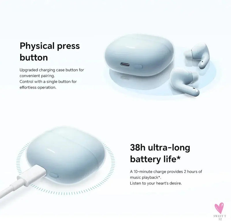 100% Origina Xiaomi Redmi Buds 6 Lite Youth Version Tws Earphone 40Db Noise Cancellation Four Eq Settings 38H Battery Life SWEET T 52