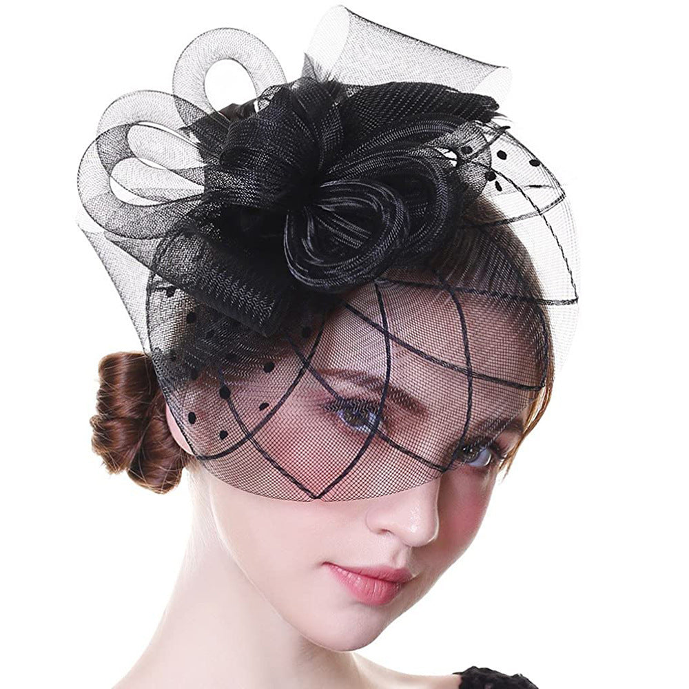 Feather Bride Hair Ornament - Mesh Hat Combination Hairpin