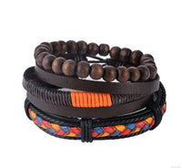 Leather Bracelet for Men - Multi-layer Bead Bracelet, Punk Wrap Bracelets, Vintage punk Men's Jewelry