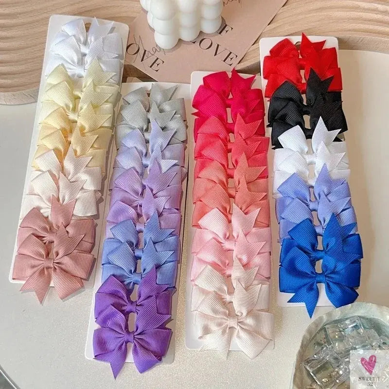 10Pcs/Set Grosgrain Ribbon Bowknot Hair Clips for Cute Little Girls, Barrettes, Baby Hair Accessories Sweet T 52