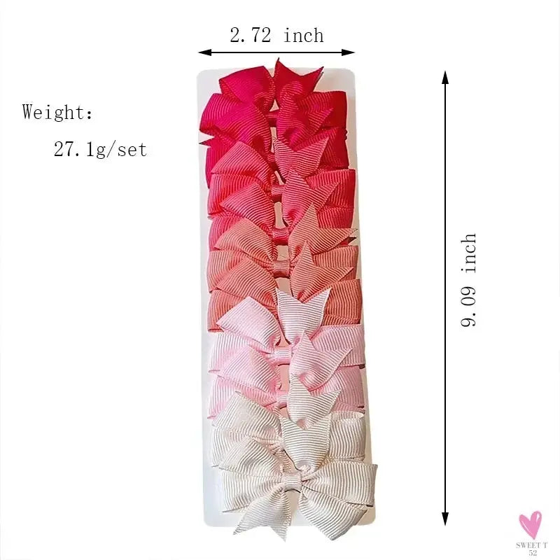 10Pcs/Set Grosgrain Ribbon Bowknot Hair Clips for Cute Little Girls, Barrettes, Baby Hair Accessories Sweet T 52