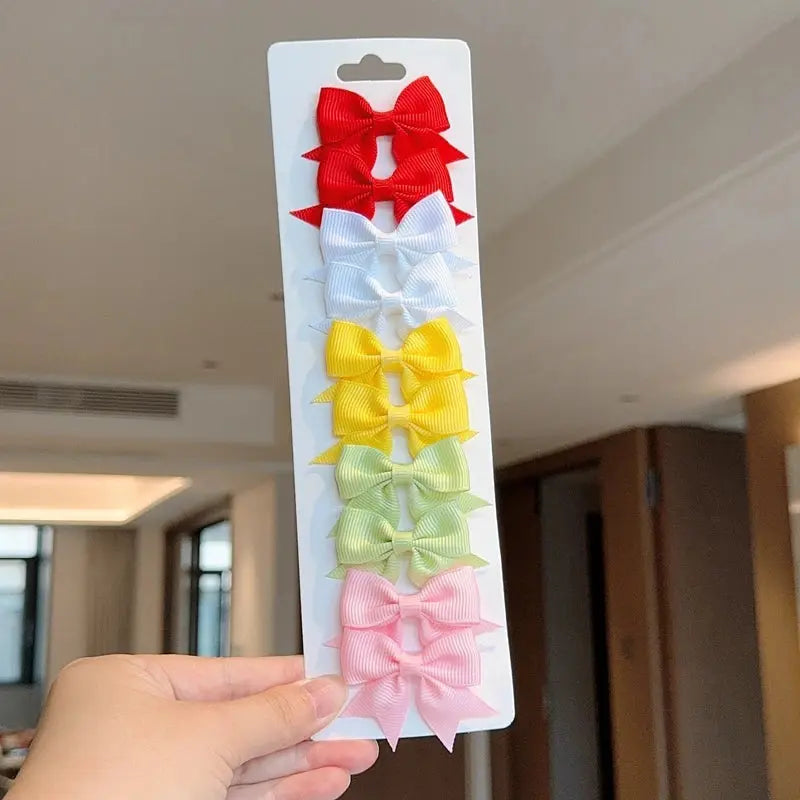 10Pcs/Set Grosgrain Ribbon Bowknot Hair Clips for Cute Little Girls, Barrettes, Baby Hair Accessories Sweet T 52