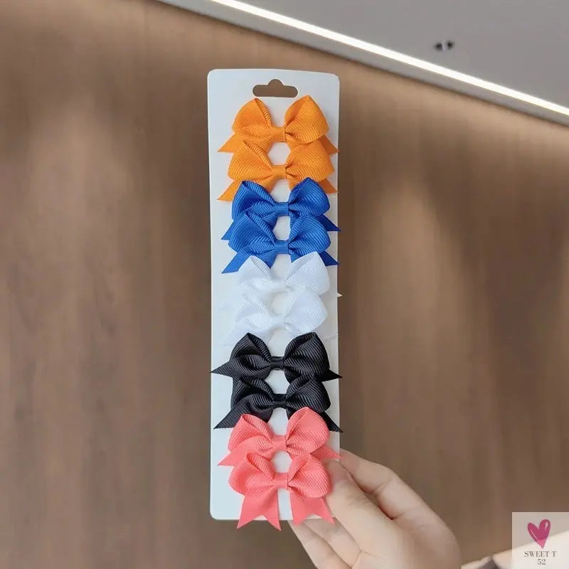 10Pcs/Set Grosgrain Ribbon Bowknot Hair Clips for Cute Little Girls, Barrettes, Baby Hair Accessories Sweet T 52