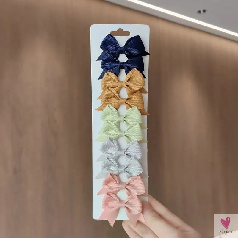 10Pcs/Set Grosgrain Ribbon Bowknot Hair Clips for Cute Little Girls, Barrettes, Baby Hair Accessories Sweet T 52