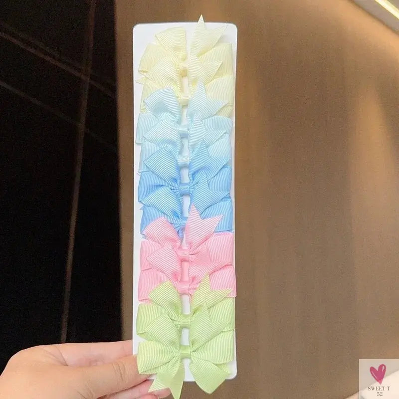 10Pcs/Set Grosgrain Ribbon Bowknot Hair Clips for Cute Little Girls, Barrettes, Baby Hair Accessories Sweet T 52