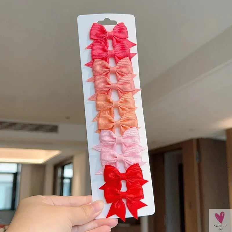 10Pcs/Set Grosgrain Ribbon Bowknot Hair Clips for Cute Little Girls, Barrettes, Baby Hair Accessories Sweet T 52