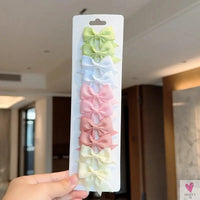 10Pcs/Set Grosgrain Ribbon Bowknot Hair Clips for Cute Little Girls, Barrettes, Baby Hair Accessories Sweet T 52