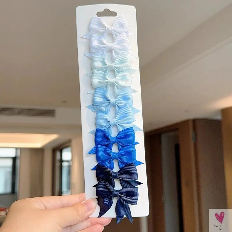 10Pcs/Set Grosgrain Ribbon Bowknot Hair Clips for Cute Little Girls, Barrettes, Baby Hair Accessories Sweet T 52