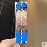 10Pcs/Set Grosgrain Ribbon Bowknot Hair Clips for Cute Little Girls, Barrettes, Baby Hair Accessories Sweet T 52