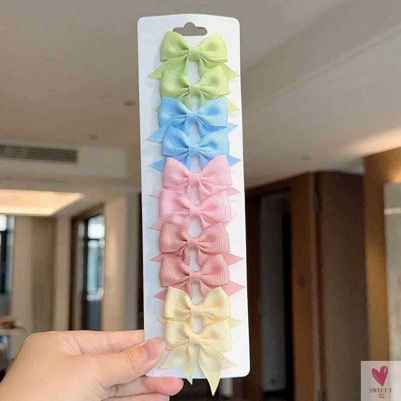 10Pcs/Set Grosgrain Ribbon Bowknot Hair Clips for Cute Little Girls, Barrettes, Baby Hair Accessories Sweet T 52