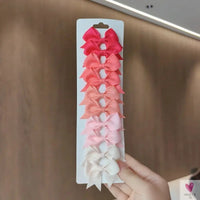 10Pcs/Set Grosgrain Ribbon Bowknot Hair Clips for Cute Little Girls, Barrettes, Baby Hair Accessories Sweet T 52
