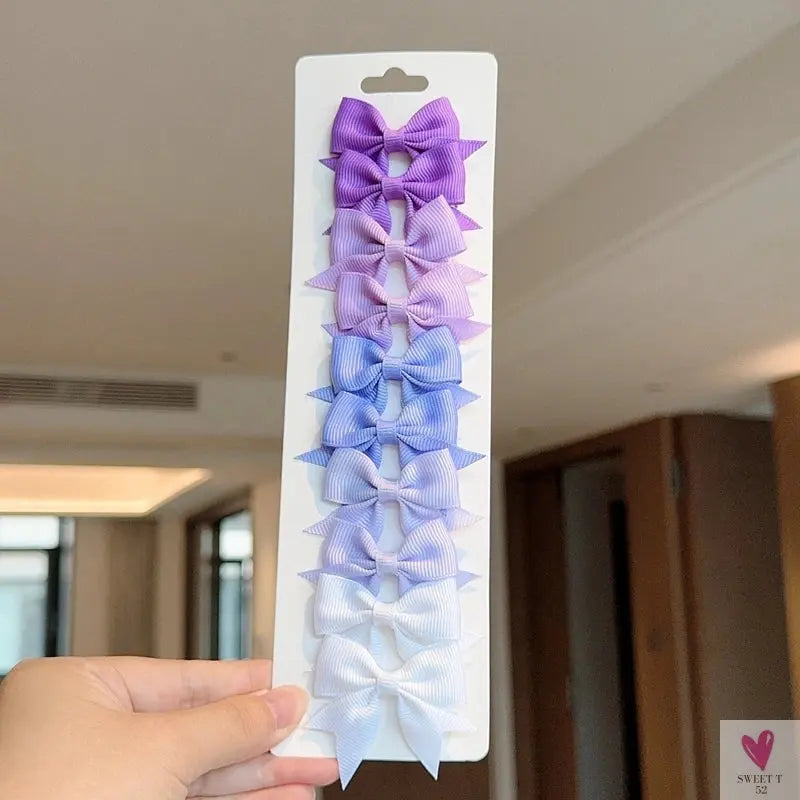 10Pcs/Set Grosgrain Ribbon Bowknot Hair Clips for Cute Little Girls, Barrettes, Baby Hair Accessories Sweet T 52