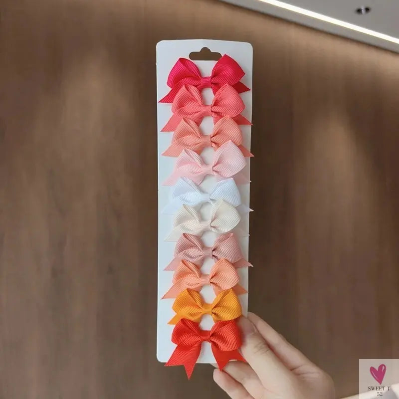 10Pcs/Set Grosgrain Ribbon Bowknot Hair Clips for Cute Little Girls, Barrettes, Baby Hair Accessories Sweet T 52
