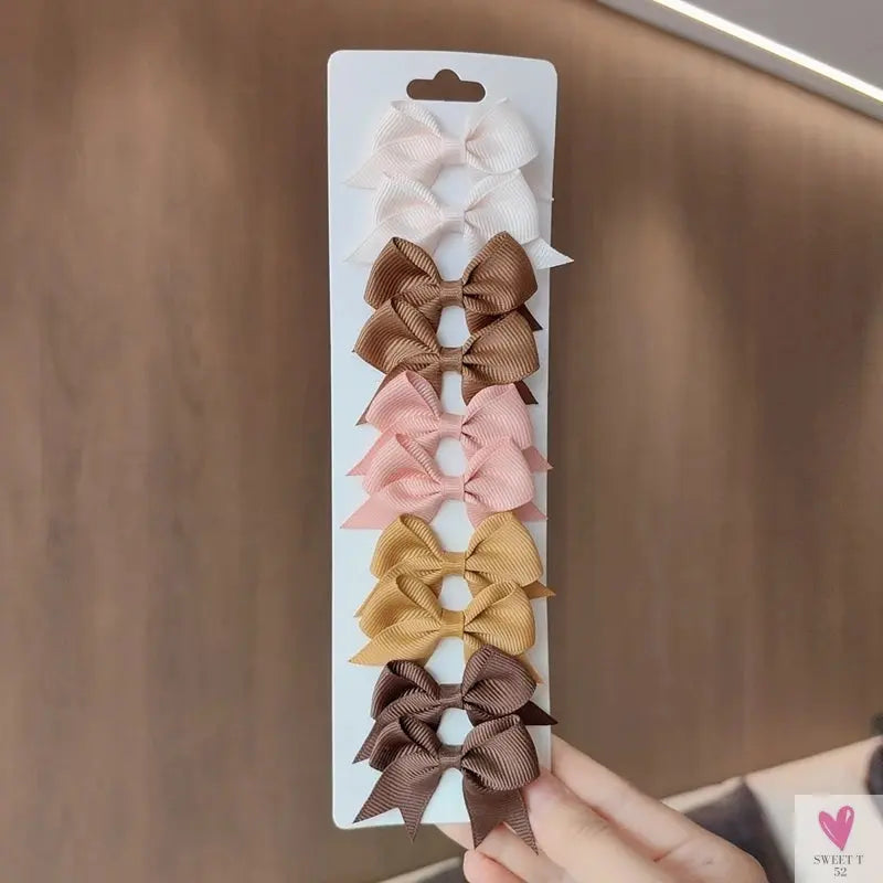 10Pcs/Set Grosgrain Ribbon Bowknot Hair Clips for Cute Little Girls, Barrettes, Baby Hair Accessories Sweet T 52