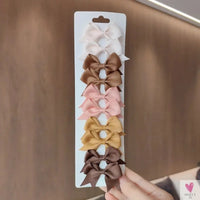 10Pcs/Set Grosgrain Ribbon Bowknot Hair Clips for Cute Little Girls, Barrettes, Baby Hair Accessories Sweet T 52