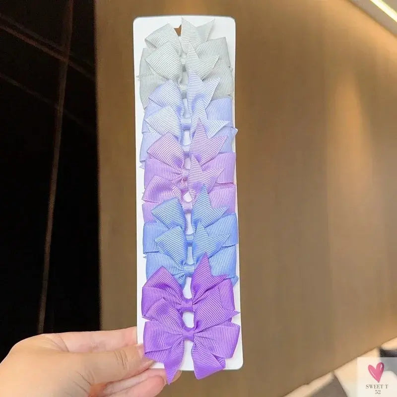 10Pcs/Set Grosgrain Ribbon Bowknot Hair Clips for Cute Little Girls, Barrettes, Baby Hair Accessories Sweet T 52