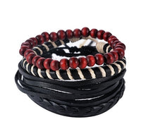 Leather Bracelet for Men - Multi-layer Bead Bracelet, Punk Wrap Bracelets, Vintage punk Men's Jewelry
