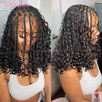 12" Short Boho Bob Wigs Synthetic Braided Wigs for Women, Box Braid, Full Lace Wig Cornrow Braided Lace Wig Sweet T 52