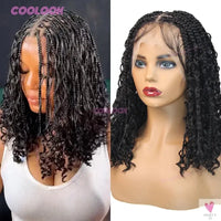 12" Short Boho Bob Wigs Synthetic Braided Wigs for Women, Box Braid, Full Lace Wig Cornrow Braided Lace Wig Sweet T 52