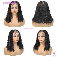 12" Short Boho Bob Wigs Synthetic Braided Wigs for Women, Box Braid, Full Lace Wig Cornrow Braided Lace Wig Sweet T 52