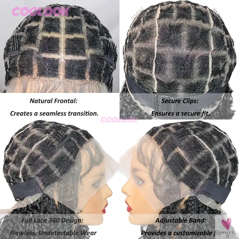 12" Short Boho Bob Wigs Synthetic Braided Wigs for Women, Box Braid, Full Lace Wig Cornrow Braided Lace Wig Sweet T 52