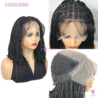 12" Short Boho Bob Wigs Synthetic Braided Wigs for Women, Box Braid, Full Lace Wig Cornrow Braided Lace Wig Sweet T 52