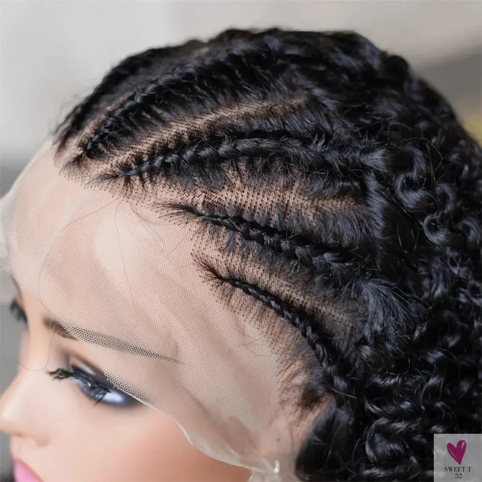 13X4 Lace Front Wigs, Deep Curl Locs Braided Wigs. Dreadlock Wigs for Women & Girls, 100% Human Hair Wigs-hair accessories-SWEET T 52