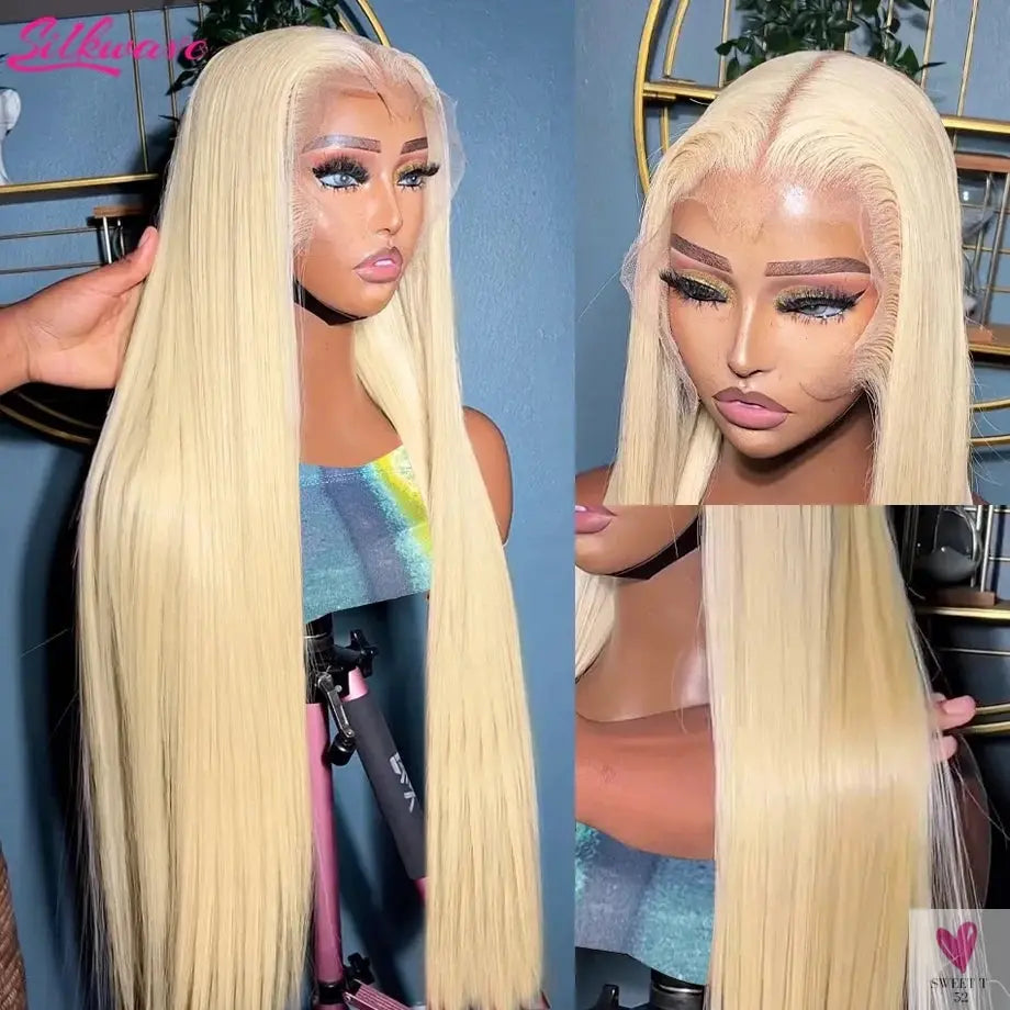 13x4 Blonde Lace Front Wig, Straight Human Hair 613 Hd Wig, Pre Plucked With Baby Hair For Women Sweet T 52