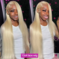 13x4 Blonde Lace Front Wig, Straight Human Hair 613 Hd Wig, Pre Plucked With Baby Hair For Women Sweet T 52