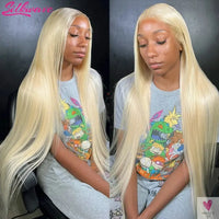 13x4 Blonde Lace Front Wig, Straight Human Hair 613 Hd Wig, Pre Plucked With Baby Hair For Women Sweet T 52