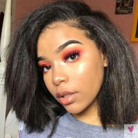 13x4 Lace Frontal Wig for Women and Girls, Pre Plucked Yaki Brazilian Remy Kinky Straight Human Hair Wigs, Glueless