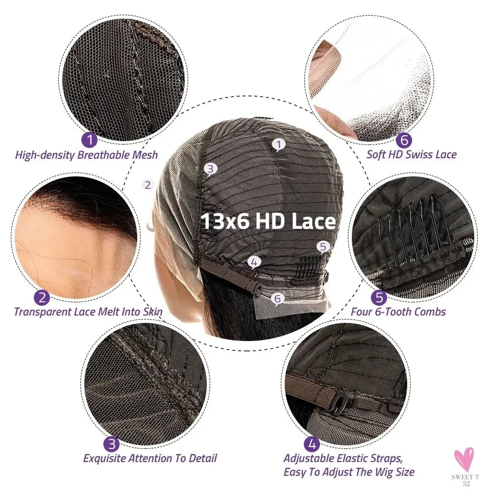 13x6 Highlight Ombre Lace Front Straight, 100% Human Hair Wig, 30/36 Inch Honey Blonde Hd Lace Front Wigs - 200 Density Sweet T 52