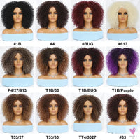 14 Inch Kinky Curly Wigs With Highlights - 1Pc Purple Synthetic Wig for Women, Daily Use or Cosplay Sweet T 52