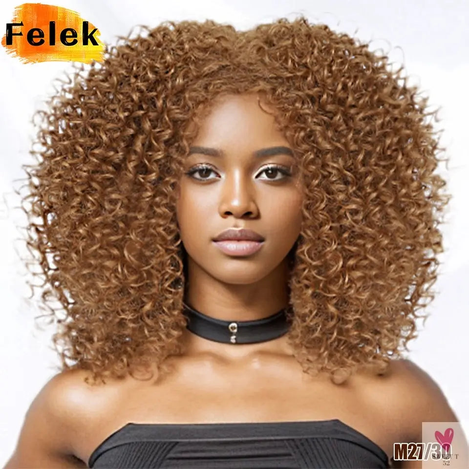 14 Inch Kinky Curly Wigs With Highlights - 1Pc Purple Synthetic Wig for Women, Daily Use or Cosplay Sweet T 52