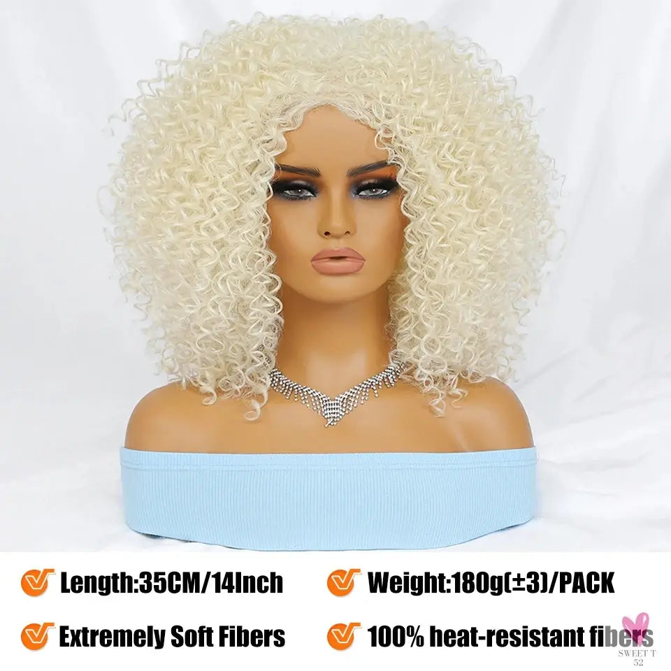 14 Inch Kinky Curly Wigs With Highlights - 1Pc Purple Synthetic Wig for Women, Daily Use or Cosplay Sweet T 52