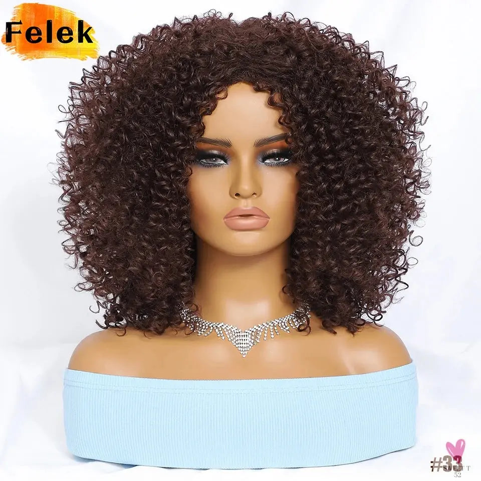 14 Inch Kinky Curly Wigs With Highlights - 1Pc Purple Synthetic Wig for Women, Daily Use or Cosplay Sweet T 52