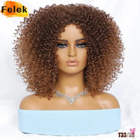 14 Inch Kinky Curly Wigs With Highlights - 1Pc Purple Synthetic Wig for Women, Daily Use or Cosplay Sweet T 52