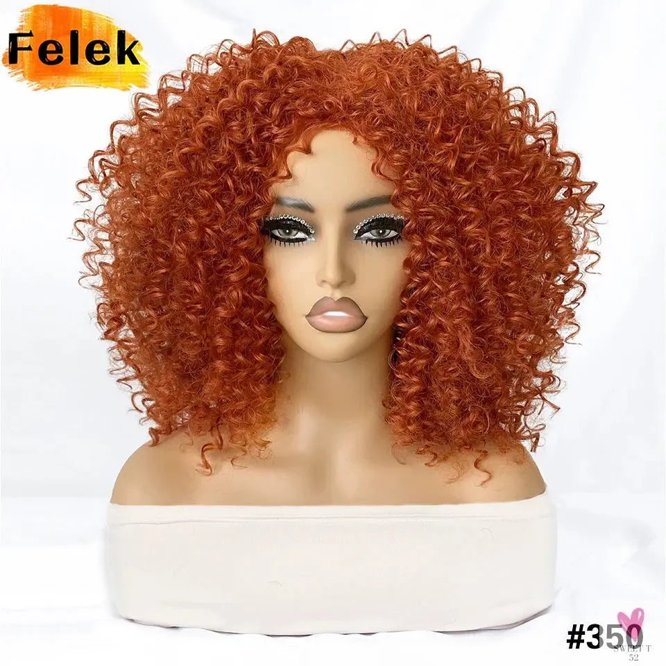 14 Inch Kinky Curly Wigs With Highlights - 1Pc Purple Synthetic Wig for Women, Daily Use or Cosplay Sweet T 52