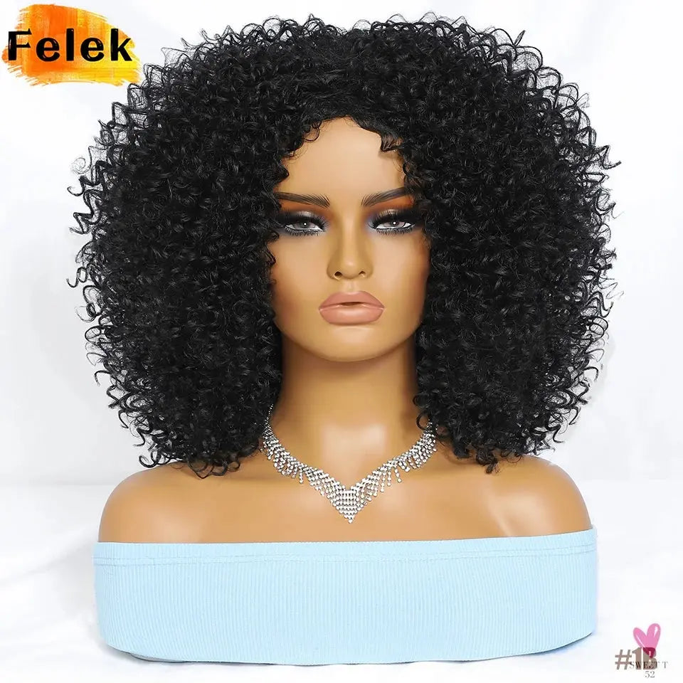 14 Inch Kinky Curly Wigs With Highlights - 1Pc Purple Synthetic Wig for Women, Daily Use or Cosplay Sweet T 52